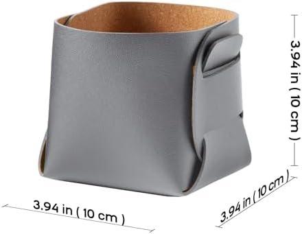 HOMIEAZICOZI 2-Pack Cork Leather Desk Accessories Storage - Pencil Pen Holder - Makeup Brush Holder Organizer - Stylish Addition to Home Decor (Gray) - Image 3