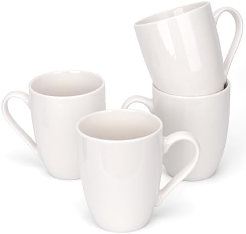 Ceramic Coffee Mugs Set of 4, 12 OZ, White by xihihiaa
