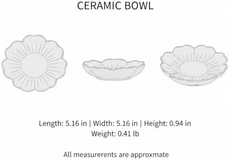 Plum Blossom Shaped Ceramic Bowl, 5.2 Inch Square Catchall Dish for Small Items, Raised Rim Design - Image 7