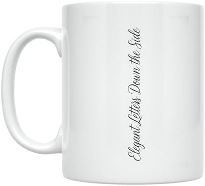 Minimalist Coffee Mug - Elegant Letters Down the Side - 11 oz White Ceramic - Understated Aesthetic by Unknown