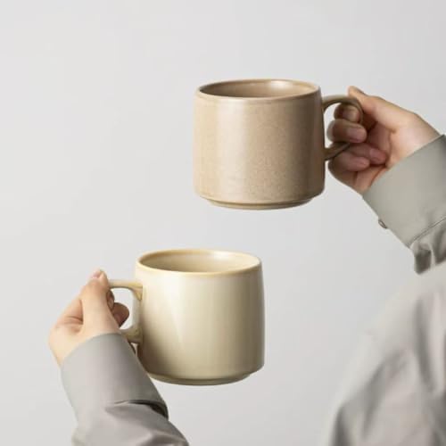12oz Japanese Style Minimalistic Asian Rustic Reactive Glaze Ceramic Pottery Coffee Mug, Lead-Free Glaze earthen Tea Mug,Tea cup with handle, stoneware mugs, Microwave and Dishwasher Safe(Khaki) - Image 3