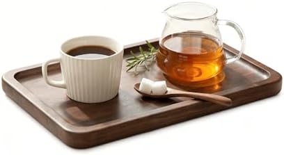 Solid Walnut Small Serving Tray - 11.81" x 7.8" x 0.79" One Piece Walnut Tray 1/4‘’ deep for Coffee Table, Breakfast,Bathroom Vanity, Perfume Display,Home Decor, Natural Finish, No Glue Joints by pulizfii