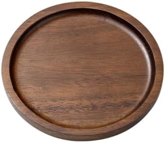 Small Acacia Wood Serving Tray Wooden Vanity Tray Bathroom Counter Organizer Coffee Bar Tray Mini Wooden Platter Appetizer Snack Serving Board Decorative Wood Tray Brown, Round by Unknown