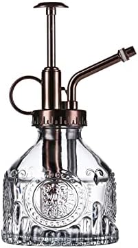 Glass Plant Mister - 6.5" Green Glass Water Spray Bottle with Gold Top Pump, Small Plant Sprayer for Indoor/Outdoor House Plants (Gray+Bronze) by Aebor