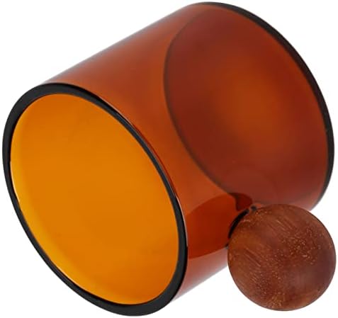 Clear Glass Coffee Cup Heat Wooden Handle for Office Home Use 120ml (Brown) - Image 5