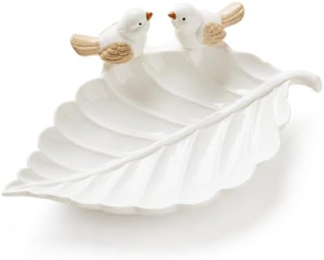 LUOZZY Ceramic Bird Leaf Trinket Dish 1Pc B2-2 by LUOZZY