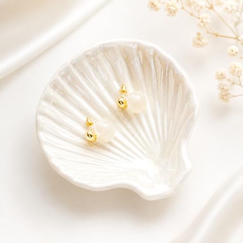 White Shell Jewelry Dish Tray, Seashell Ring Holder Trinket Tray - Image 2