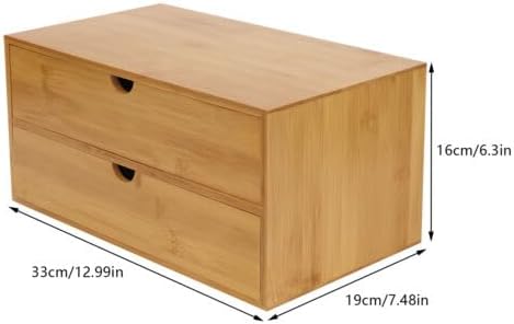 Desk Organizer Bamboo Tabletop Storage Organization Box For Office Home Supplies Small Desktop Simple Design Fit Vanity Mini Raw Wood Color Drawer Designsmall Craft Cosmetic Letter Mail Sorter (2) - Image 2