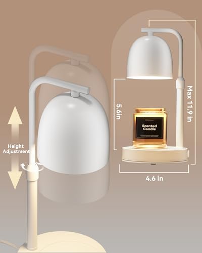 Candle Warmer Lamp with Timer & Dimmable, Adjustable Height White Candle Warmer for Jar Candles, Birthday Gifts for Women & Men, Office Decor, House Warming Gift, Wax Melt Warmer with 2 Bulbs - Image 4