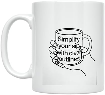 Minimalist Coffee Mug - Simplify Your Sip with Clean Outlines - 11 oz White Ceramic - Modern Aesthetic by Unknown