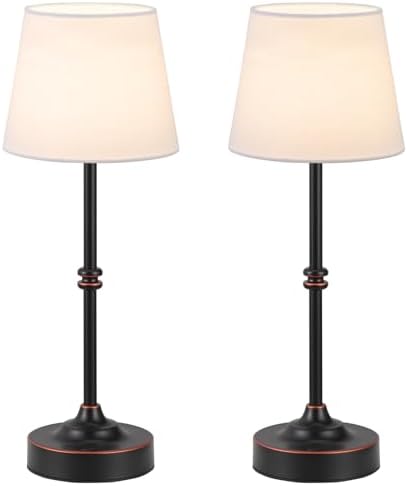 Kakanuo Rechargeable Cordless Table Lamp Antique Black - 2 Pack 4000mAh Battery Operated Lamp, 3000K Warm Light, Touch Control Stepless Dimming, for Bedside, Dining Table, Home Decor by KakanuoLightings