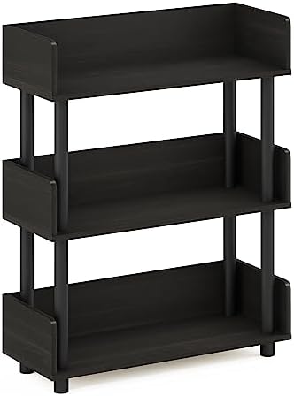 Furinno TURN-N-TUBE Display Shelf, 3-Tier Storage Shelves with Side Panels, Open Shelves Book Shelf with Rounded Corner Top Edges, for Organization and Storage, Living Room, Home Office, Espresso - Image 6