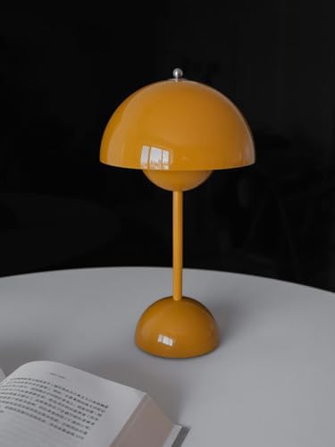 Flower Bud Lamp, Cordless Rechargeable Mushroom Table Lamp, Mustard Yellow - Image 4