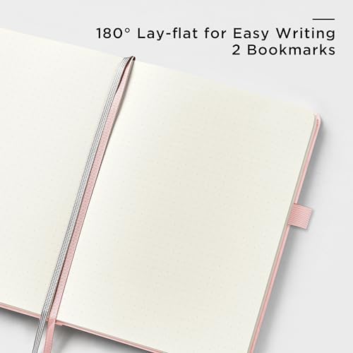 &And Per Se Dotted Journal Notebook, A5 Hardcover Leather Dotted Journal, 160 Pages 100gsm Thick Dot Grid Paper, 3 Sheets of Stickers Included - 5.7'' x 8'' (Pink) - Image 3