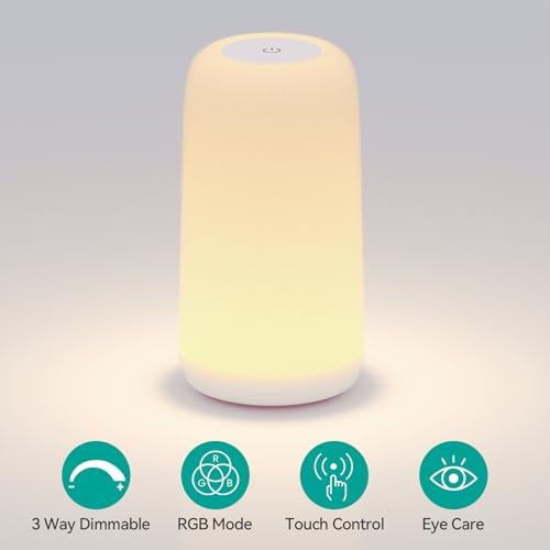 Touch Bedside Table LED Lamp, [Sleek Design & RGB Mode] Multi-Color Dimmable with Warm White Lights, Birthday Gifts for Women Mom, Smart Nightstand Small Lamp for Bedroom Living Room Home Decor - Image 2
