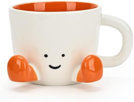 Coffee Mugs,Cute funny Mug For Women, 12.8oz/380ml Unique Ceramic Coffee Tea Cups, Office Mug Gift (orange) by EWCEFIE