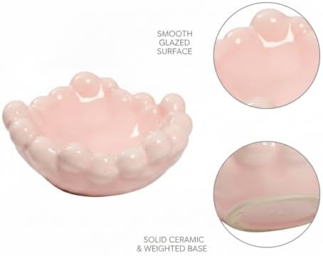 Ceramic Catchall Tray with Bubble Design, Compact Storage Bin for Keys and Jewelry on Vanity or Entryway (1 PC) - Image 6