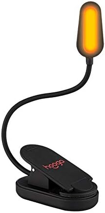 hooga Amber Book Light, Rechargeable Clip-On Blue Light Blocking LED Reading Light, 1600K Warm Eye Care for Bed, Students, Kids, Travel, Nursing, Studying by Hooga