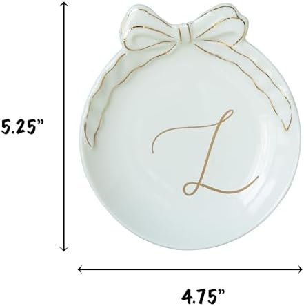 COLLECTIVE HOME Ceramic Jewelry Tray, Monogram Trinket Dish with Bow (L) - Image 2