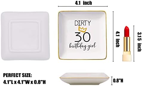 Topthink Dirty 30 Birthday Girl-Funny 30th Birthday Gift for Women,Her,Sister,Daughter,Best Friend,Coworker-Turning Thirty Gift-30 Years Old Present-Ceramic Jewelry Holder Ring Dish Trinket Tray - Image 6