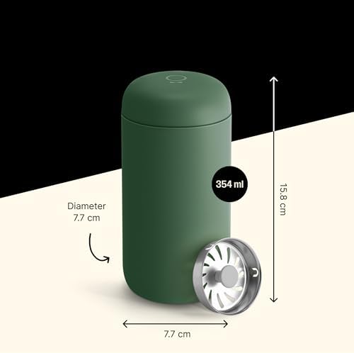 Fellow 12 oz Carter Move Travel Mug - Vacuum-Insulated Stainless Steel Travel Coffee Mug - Coffee Tumbler with Ceramic Interior and Splash Guard - Cargo Green - Image 3