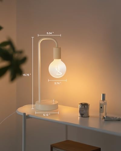 ONEWISH Industrial Small Table Lamp for Bedroom, Fully Dimmable Modern Beside Lamps with 2700K Warm Light Bulb for Kids Reading, White Nightstand Lamps for Living Room, Dorm,Home Office - Image 6