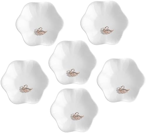 Shappy 6 Pcs White Ceramic Jewelry Dish Trinket Tray Ring Holder, Flower by Shappy