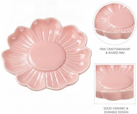 Plum Blossom Shaped Ceramic Bowl, 5.2 Inch Square Catchall Dish for Small Items, Raised Rim Design - Image 6