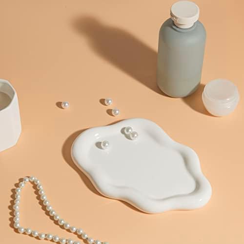 Lynagert Cloud Trinket Dish, Chubby Jewelry Tray, Ceramic Jewelry Ring Trinket Dish for Rings Earrings Necklace Organizer, Mother's Day Thanksgiving Christmas Birthday Bridesmaid Gifts (White) - Image 5