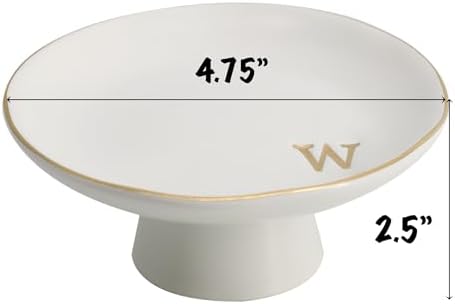COLLECTIVE HOME - Ceramic Jewelry Tray, Decorative Monogram Jewelry Dish, Luxurious Trinket Tray with High Base, Birthday Mother's Day for Women (w) - Image 3