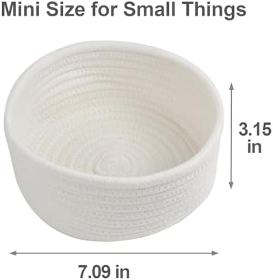 3 Pack Small Woven Cotton Rope Baskets for Organizing, White - Image 4