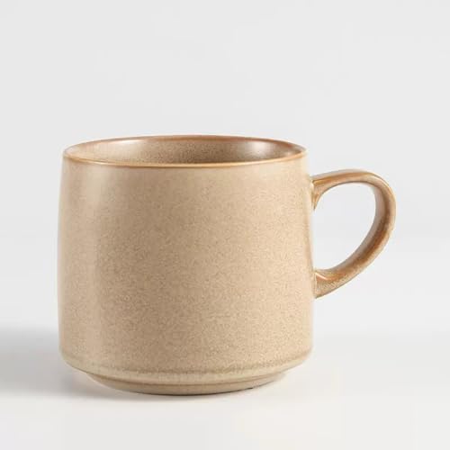 12oz Japanese Style Minimalistic Asian Rustic Reactive Glaze Ceramic Pottery Coffee Mug, Lead-Free Glaze earthen Tea Mug,Tea cup with handle, stoneware mugs, Microwave and Dishwasher Safe(Khaki) by Unknown