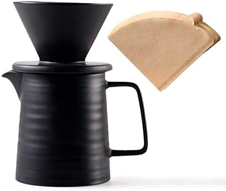 BeeCa Ceramic Pour Over Coffee Maker, 17Oz V60 Hand Brewed Set by BeeCaCoffeeTime