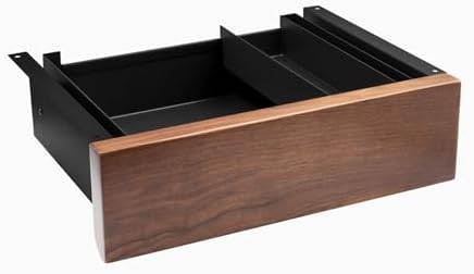 Desky Minimal Under Desk Drawer – Slim Pull-Out Metal Storage Organizer for Sit-Stand Desks, Smooth Glide, Space-Saving Design, Easy Mount, Black Laminate & Space Gray Frame - Image 3