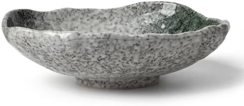 DOWAN 9.5" Wabi-Sabi Decorative Bowl, Irregular Moss Green Glazed Ceramic Catchall Bowl for Keys and Wallet, Stone Texture Centerpiece Table Bowl for Entryway, Living Room & Coffee Table Decor by DOWAN