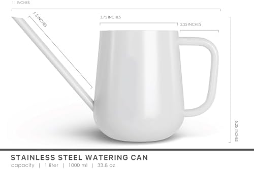 Metal Indoor Plant Watering Can with Long Spout 1000ml - White - Image 6