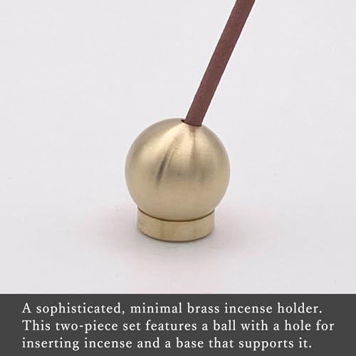 KOFUAN Brass Incense Holder Ball & Stand Set for Japanese Incense Minimalist Design Made in Japan Modern & Stylish Home Decor - Image 2
