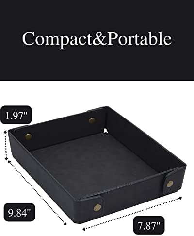 CASIRENA Faux Leather Valet Tray Organizer for Men - Catch-All Tray for Entryway Table Key, Wallet, Watch, Coin Change, Phone, Dresser EDC Dump Jewelry, Bedside Nightstand Desk-top - Image 4