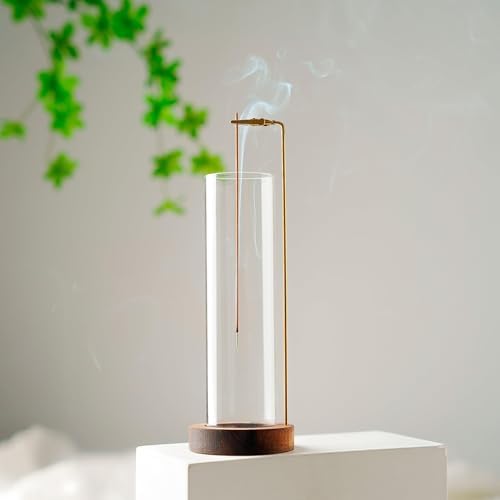 Incense Holder for Sticks, Anti-Ash Flying Incense Burner with 30 Incense Sticks, Detachable Glass Ash Catcher (Wood, Brown-2Pcs) - Image 6