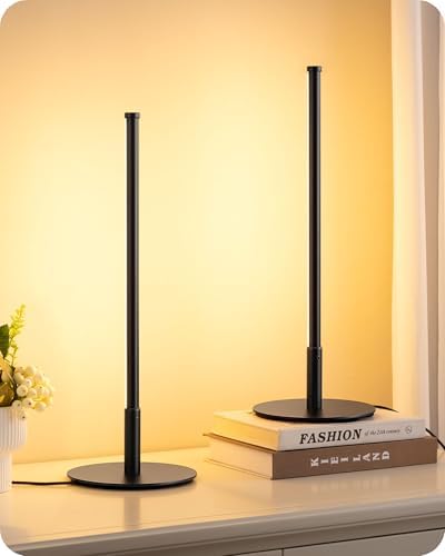 EDISHINE LED Table Lamp Set of 2, Modern Desk Lamps, Black Bedside Lamps by EDISHINE