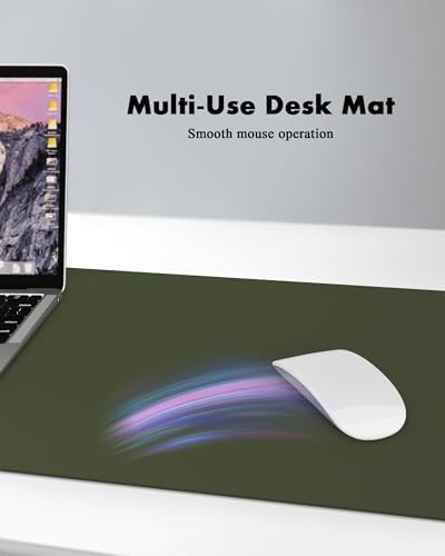YSAGi Double-Sided Desk Pad, 23.6"x13.7" Leather Desk Mat, Eco Cork Desk Pad Protector, Large Mouse Pad for Desk, Waterproof Desk Blotter Pad, Desk Writing Pad for Office Work/Home(Dark Green/Cork) - Image 4