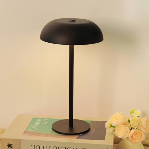 Cordless 11" Mushroom Table Lamp with Dimmable 3 Color, 5200mAh, Black - Image 6