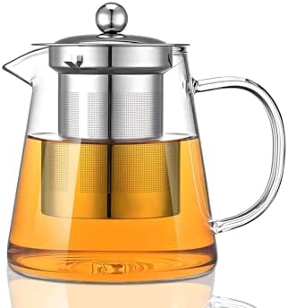 Glass Teapot, Tea Pot with Removable Infusers for Loose Tea, Borosilicate Glass Tea Kettle Tea Maker Stovetop for Party, Camping,Travel (550ML) by LTWQLing