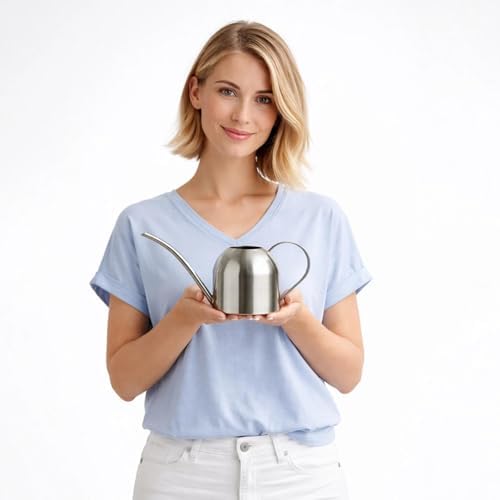 IMEEA Indoor Watering Can for House Plants 33oz/1L Brushed Stainless Steel Watering Can with Long Spout for Succulents, Bonsai - Image 4