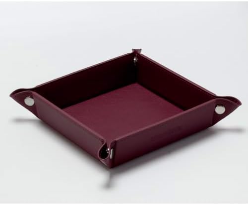UnionBasic Small Jewelry Tray for Rings Watches Earrings, Entryway Catchall Caddy for Coins Keys Change, Nightstand Bedside Valet Holder, Trays for Electronic Gadgets, Lychee Burgundy - Image 6