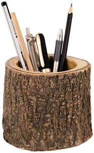 Mie Creations Rustic Pencil Cup, Antique Wooden Log Office Organizer, 4'' by MieCreations