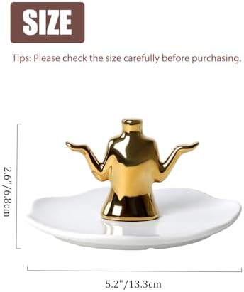 Gold Jewelry Holder with Tray, Ceramic Ring Dish, Earring Stand - Image 2
