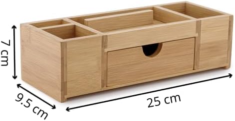Bamboo Desk Organizer – Durable Office Wood Desk Organizer with Drawers, Storage Compartments, Pen Holder, and Phone Holder- Home and Office Desk Organizers and Accessories - Image 7