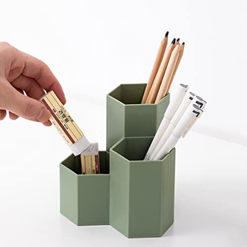 Pen Holder for Desk Pencil Organizer Small Desk Accessories Organizer Cute Pens Cup for Office,School and Home (Green, Triangular) by Saikvi