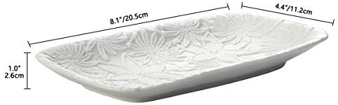 Emibele Ceramic Jewelry Tray, Bathroom Kitchen Vanity Decorative Trinket Tray Ring Dish for Earrings Rings Watch Keys, Ceramic Dessert Plate, White - Image 7